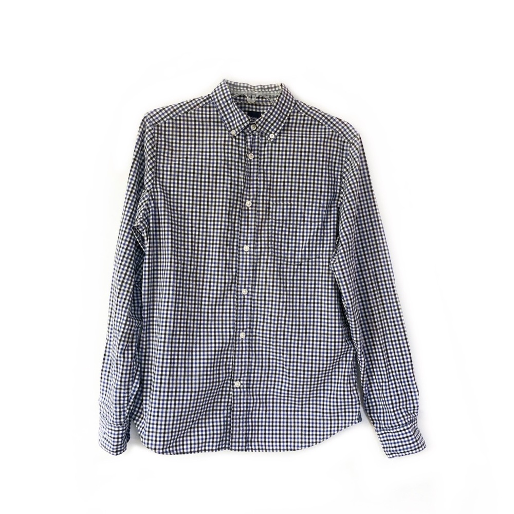 Gap Blue Button Down Plaid Flannel Checkered Shir… - image 1